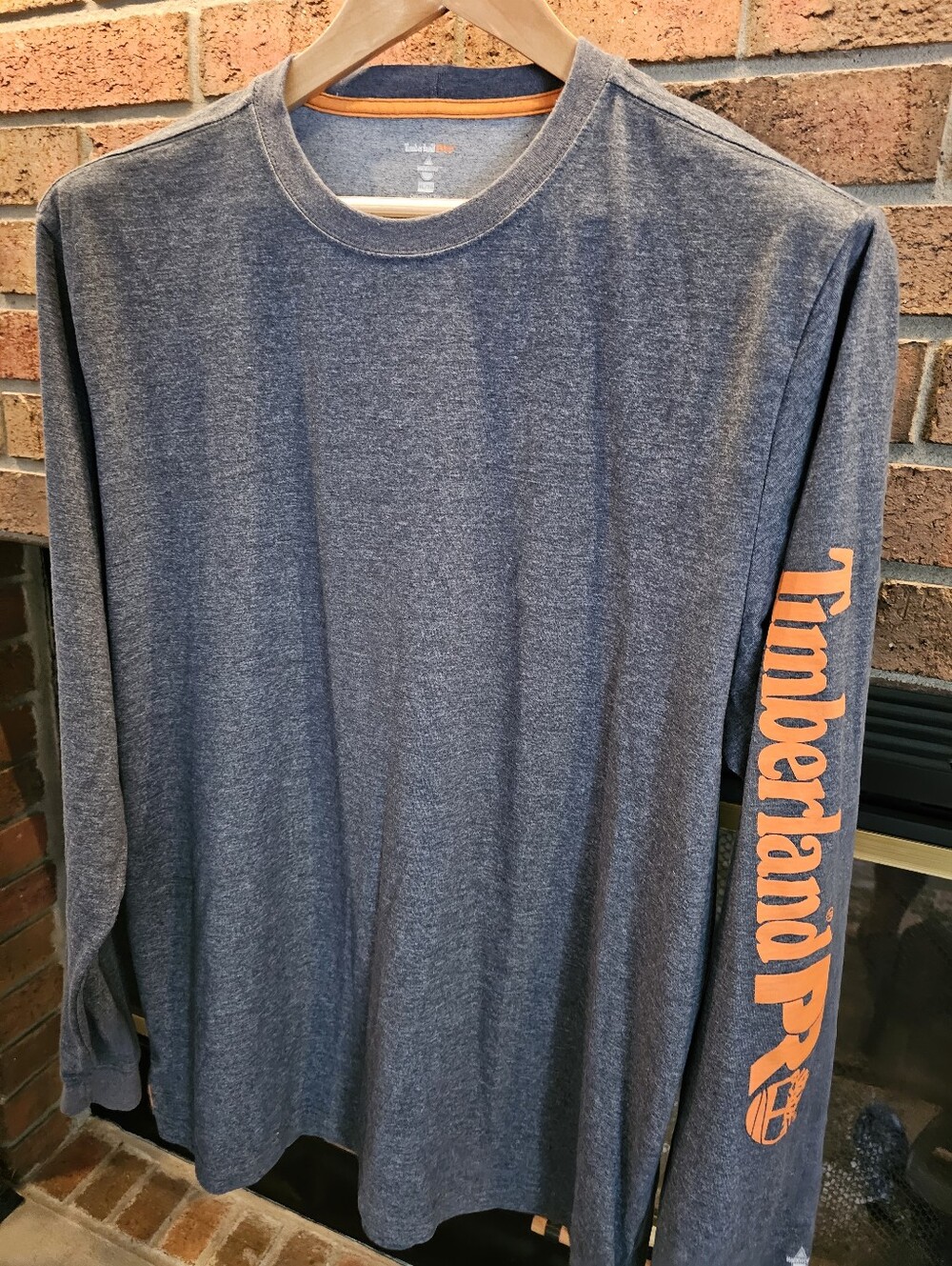 Timberland XL Long Sleeve Tee in Charcoal with Orange Logo